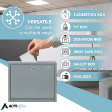 Load image into Gallery viewer, Secure Suggestion and Payment Drop Box with Keys - Wall Mounted, Gray 3x10