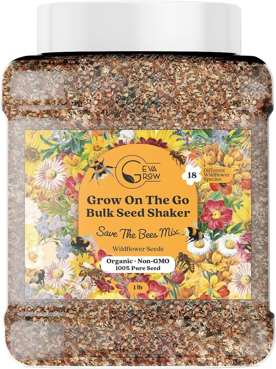 1LB Wildflower Seed Mix Tub - Attract Pollinators with 300,000+ Easy-Grow Seeds