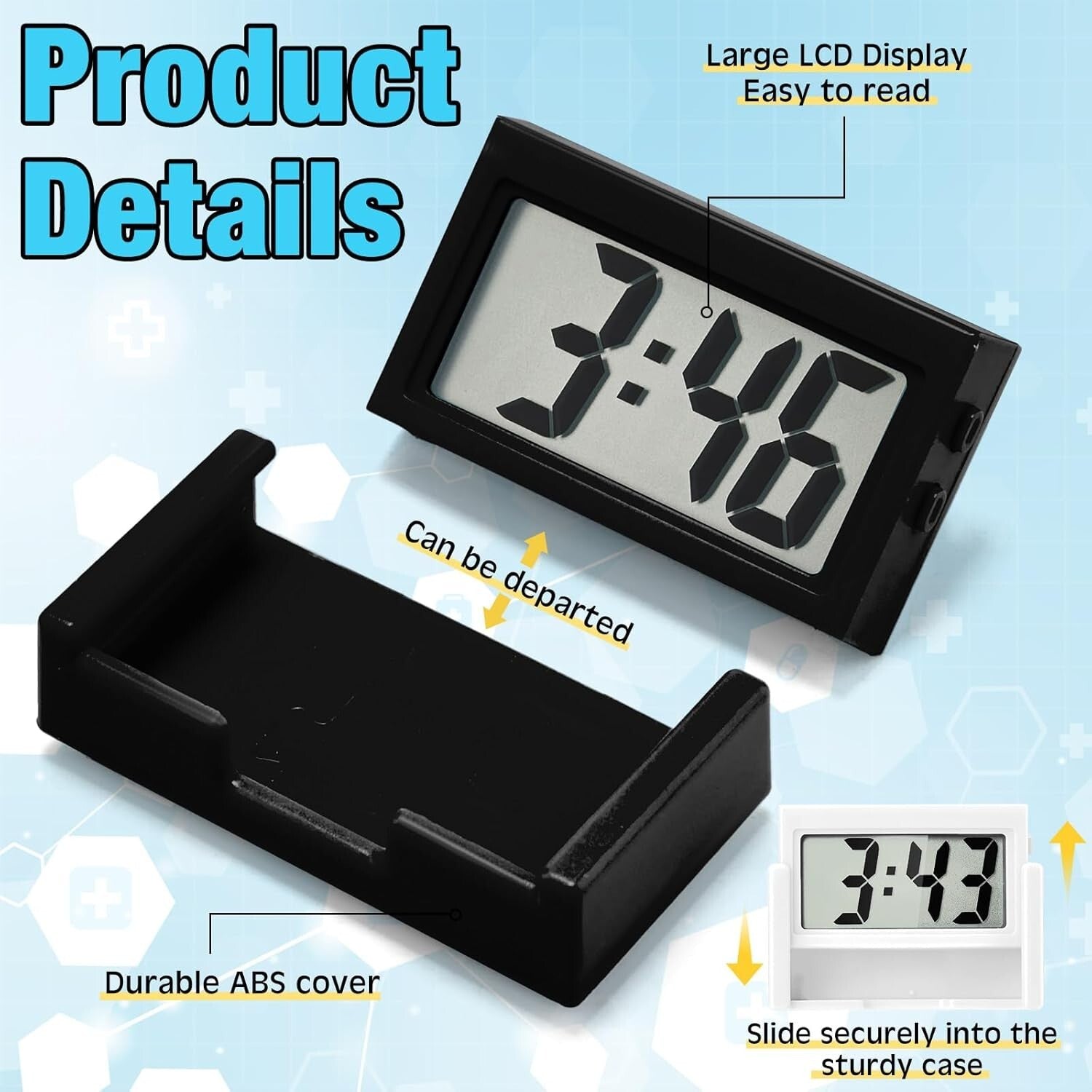 Lightweight Magnetic Clocks - Ideal for Car Dashboard & Home Use - 36 Pack