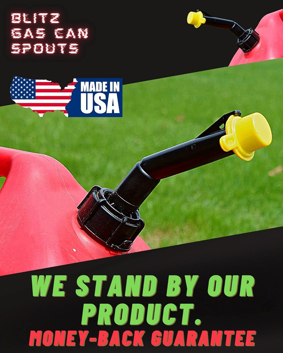 Easy Pour Gas Can Spout Replacement Set - 4 Nozzles & Vent Caps Included