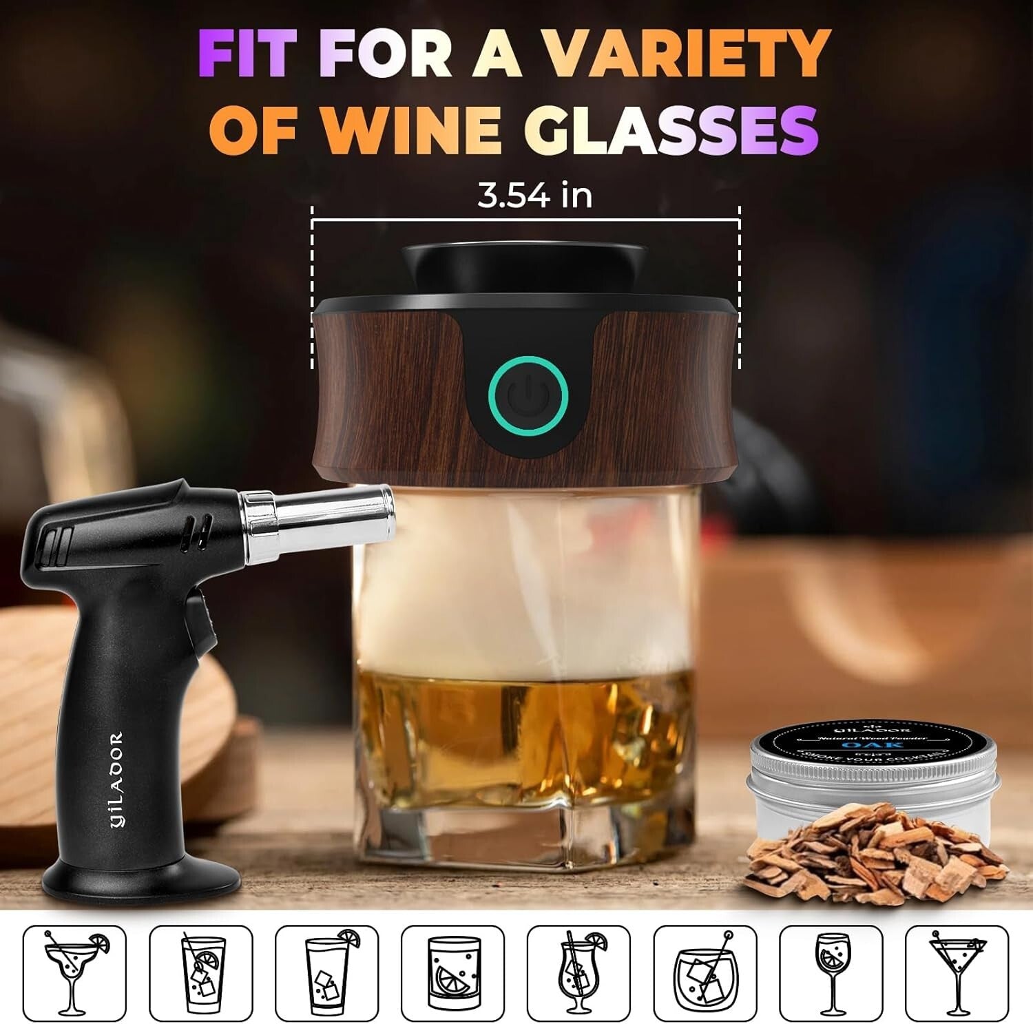 Electric Cocktail Smoker Kit with Torch - Elevate Whiskey & Bourbon Flavors