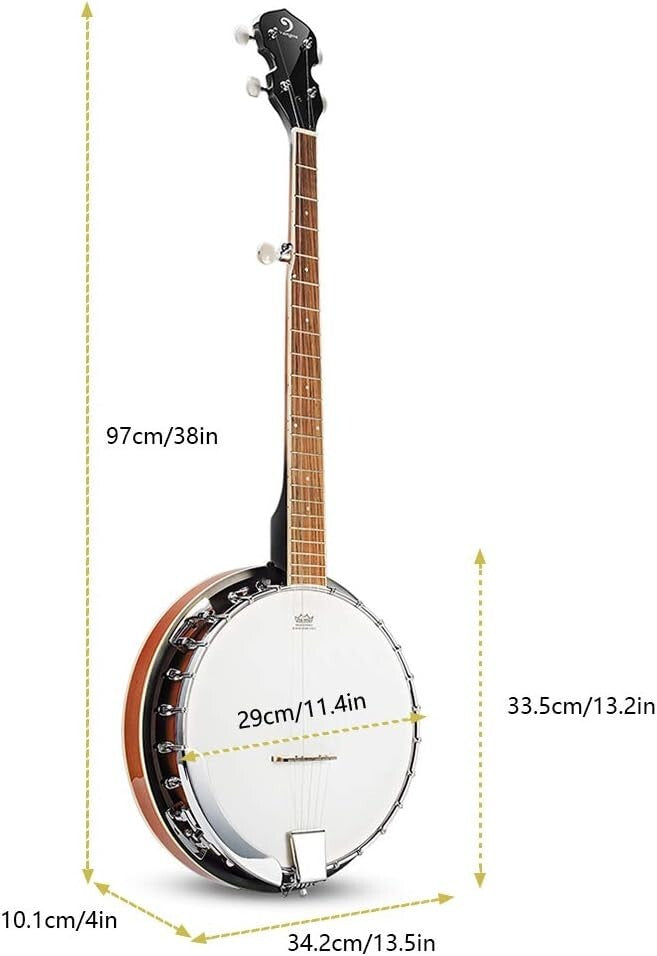 Beginner-Friendly 38" 5-String Banjo Set with Adjustable Height and Accessories