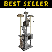 Load image into Gallery viewer, Interactive 69.3" Tall Cat Playground Tower with Toys &amp; Condos in Silver Gray