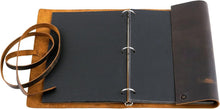 Load image into Gallery viewer, Vintage Dark Brown Leather Scrapbook with 3-Ring Binder - Elegant Memory Keeper