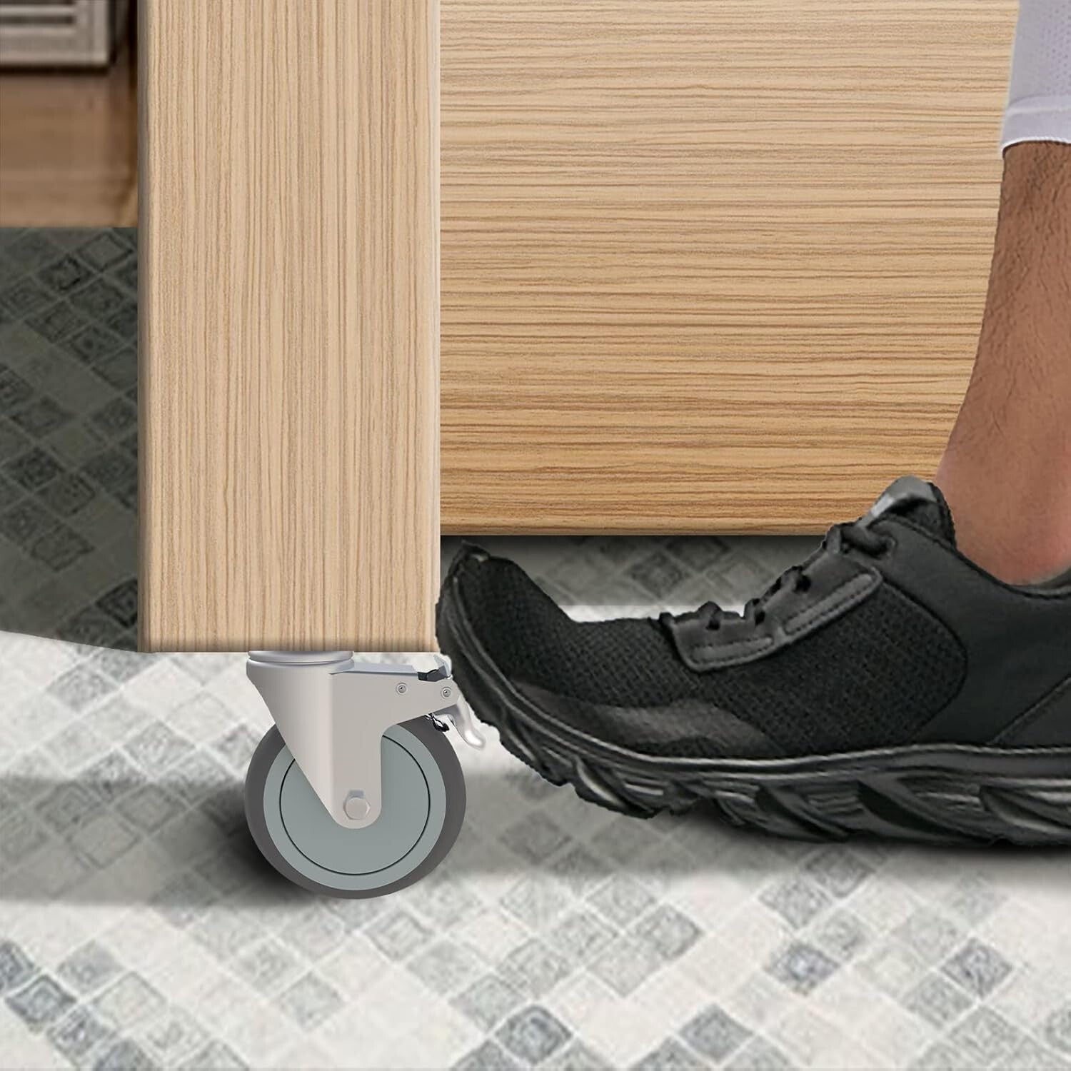 Set of 4 Long-Lasting 5 Inch Locking Casters - Ideal for Carts & Equipment