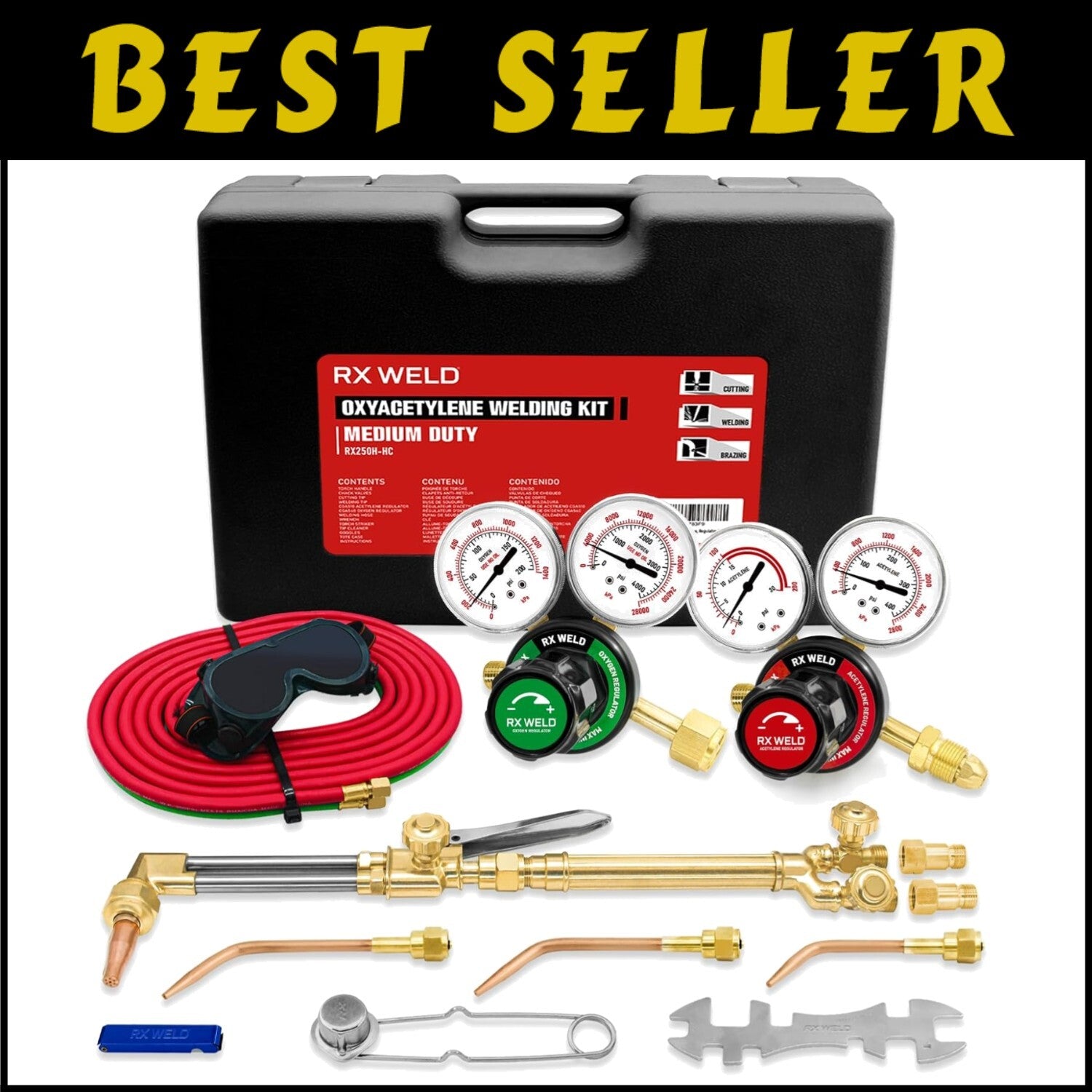 15-Piece Heavy Duty Oxy Acetylene Torch Kit with Check Valves for Professionals