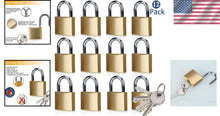 Load image into Gallery viewer, Durable Polished Brass Padlocks - Keyed Alike 12 Pack for Versatile Security