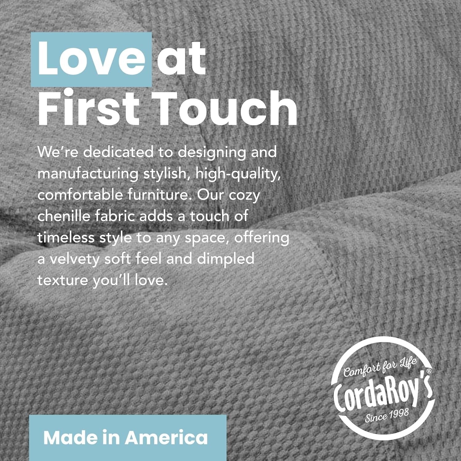 Cozy Chenille Bean Bag Chair & Bed - Full Size, Adjustable & Washable - Charcoal