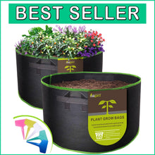 Load image into Gallery viewer, Nonwoven 60 Gallon Grow Bags - 2-Pack Black Planters for Indoor/Outdoor Use