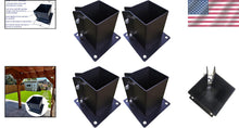 Load image into Gallery viewer, Durable Metal Deck Post Base for 5.5x5.5 Wooden Columns - Black Powder-Coated