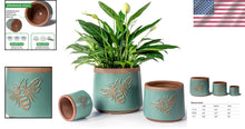 Load image into Gallery viewer, Turquoise Terracotta Pots Set of 2 with Drainage Holes for Indoor/Outdoor Use