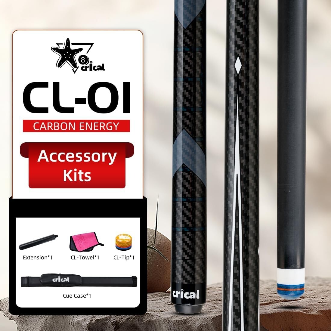 58-Inch Adjustable Pool Cue Stick - Low Deflection with Joint Protector and Case