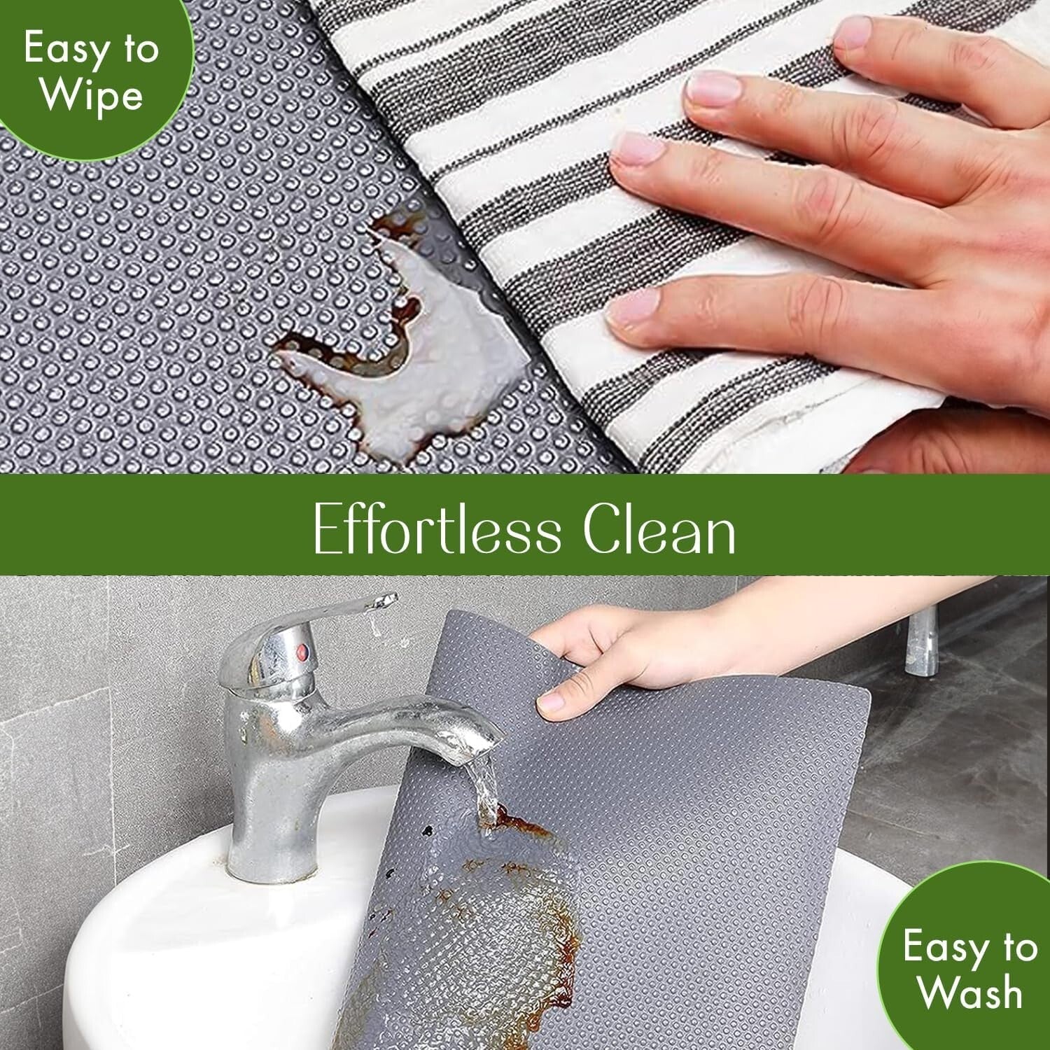 Quality Non-Slip 17.7" x 33' Shelf Liner - Easy Clean Grey Cabinet Protector