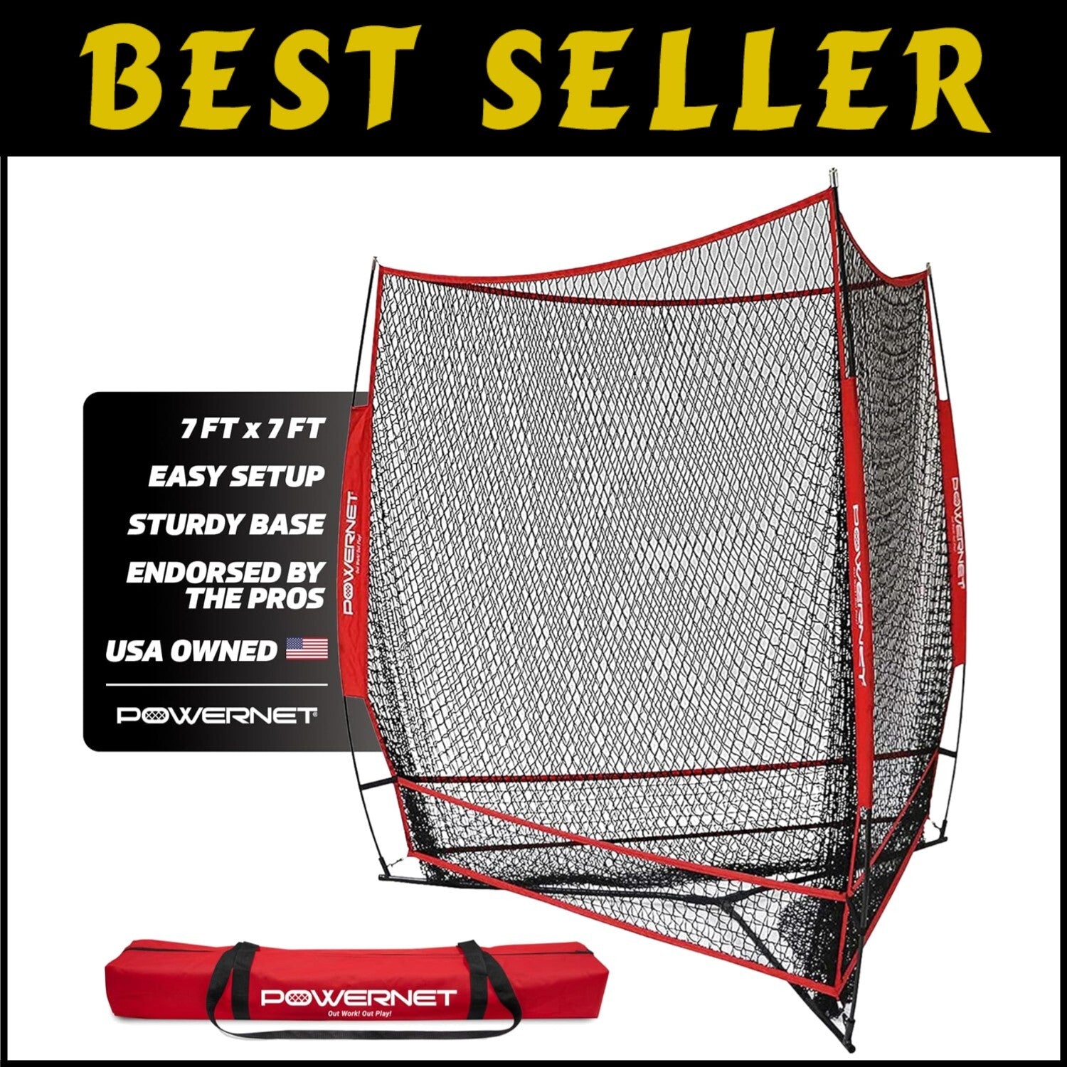Triple Threat Baseball Net - 7' x 7' Hitting, Pitching & Batting Training Tool