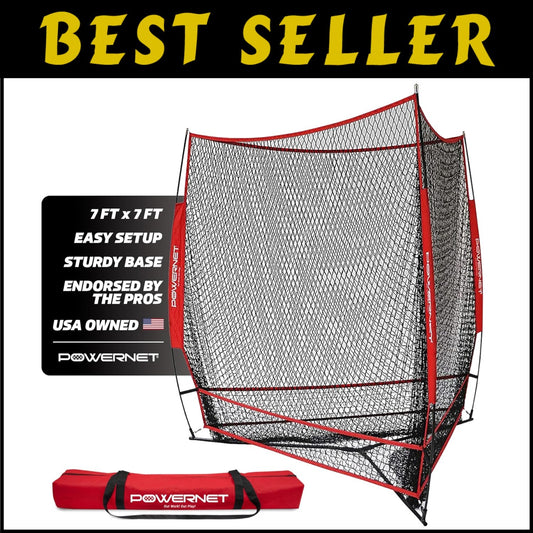 Triple Threat Baseball Net - 7' x 7' Hitting, Pitching & Batting Training Tool