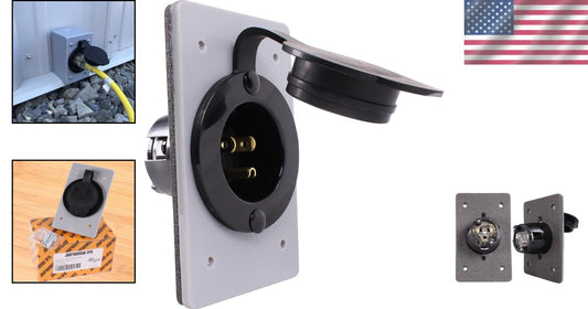 Industrial Grade 15 AMP Flanged Power Inlet with Integrated Nylon Faceplate