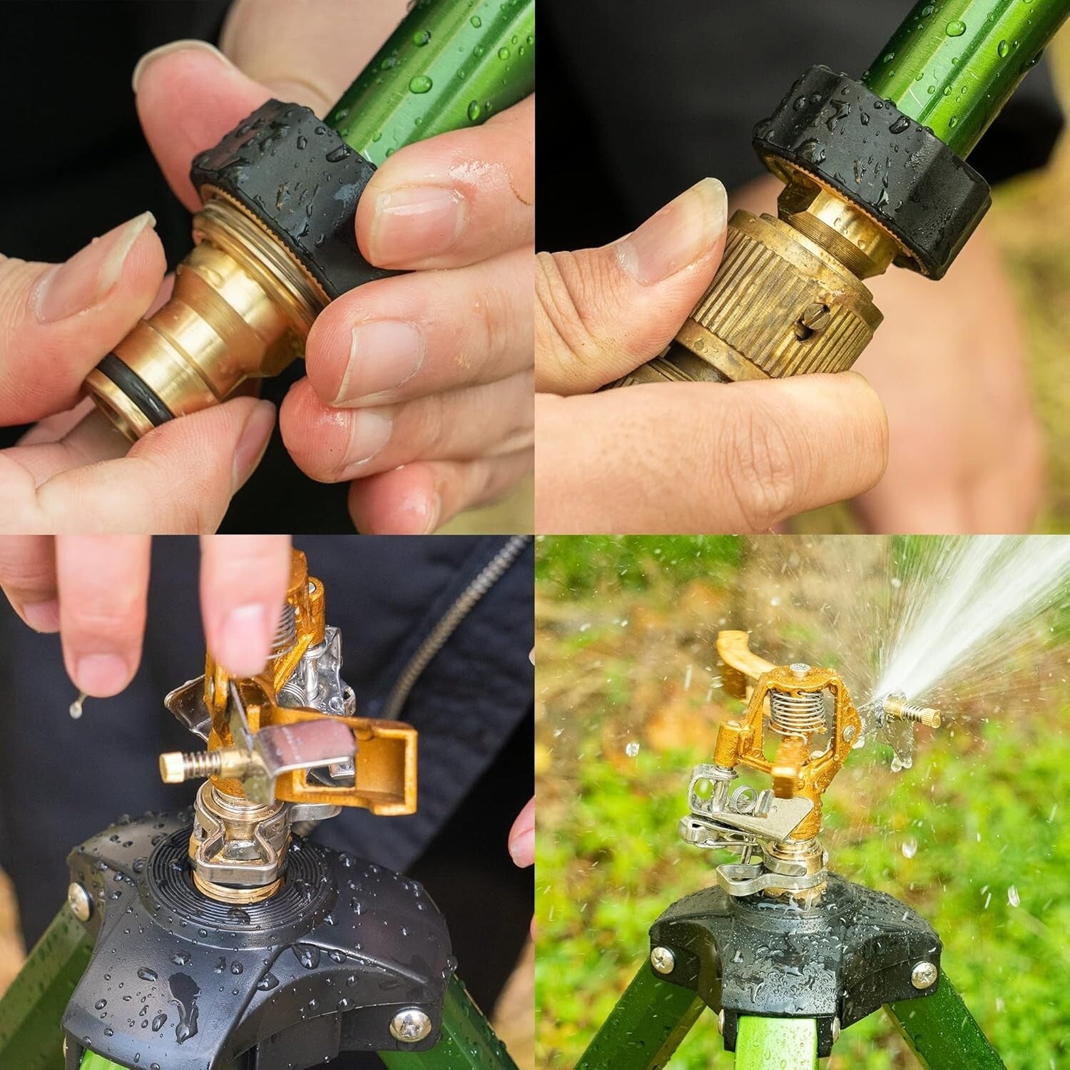 Adjustable Tripod Impact Sprinklers with Brass Head - 2-Pack Lawn & Garden Boost