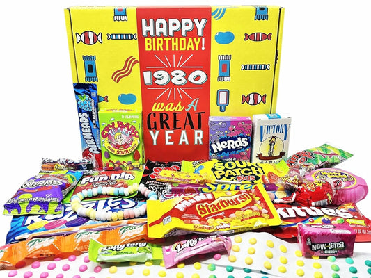 Retro 1980 Candy Gift Box - Nostalgic Assortment for 45th Birthday Joy