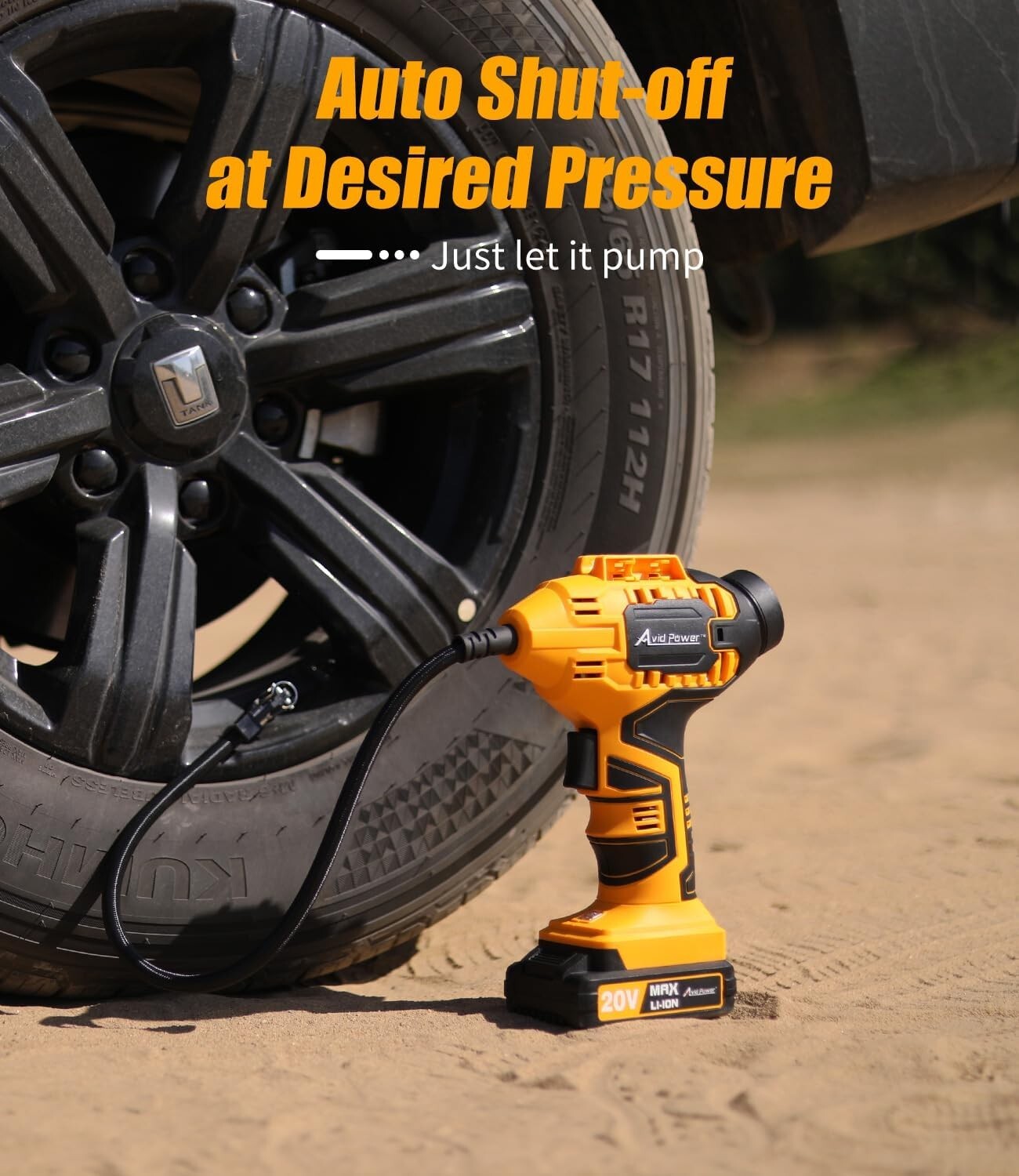 Lightweight 20V Air Pump for Cars & Bikes - Versatile Inflator with Accessories