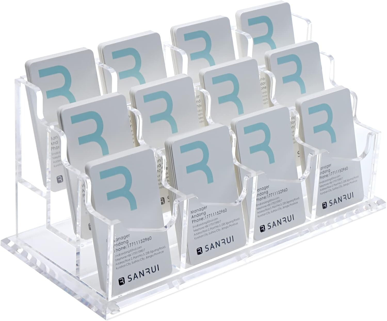 Elegant 3-Tier Acrylic Business Card Holder - Clear Display for Professionals
