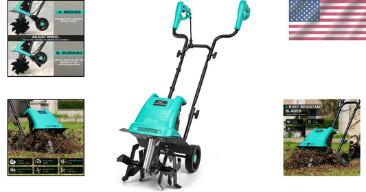 Lightweight 10.5 Amp Electric Cultivator - 12-Inch Wide & 8-Inch Deep Tilling