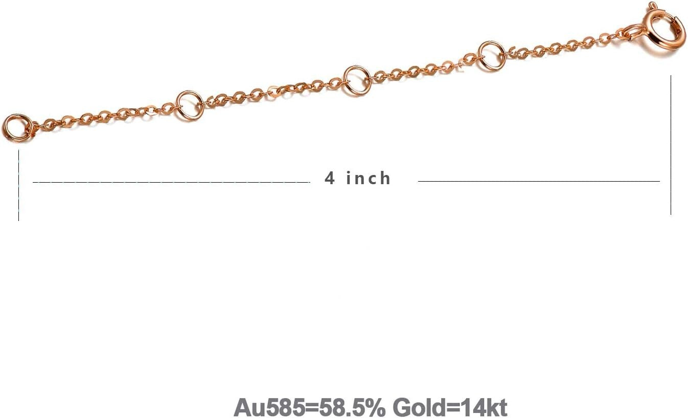 Durable 14K Gold Chain Extender - 4 Inch Adjustable Length for Necklaces & More