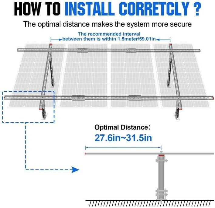 Adjustable Solar Panel Mounting Brackets Kit for 1-4 Panels - Ground System