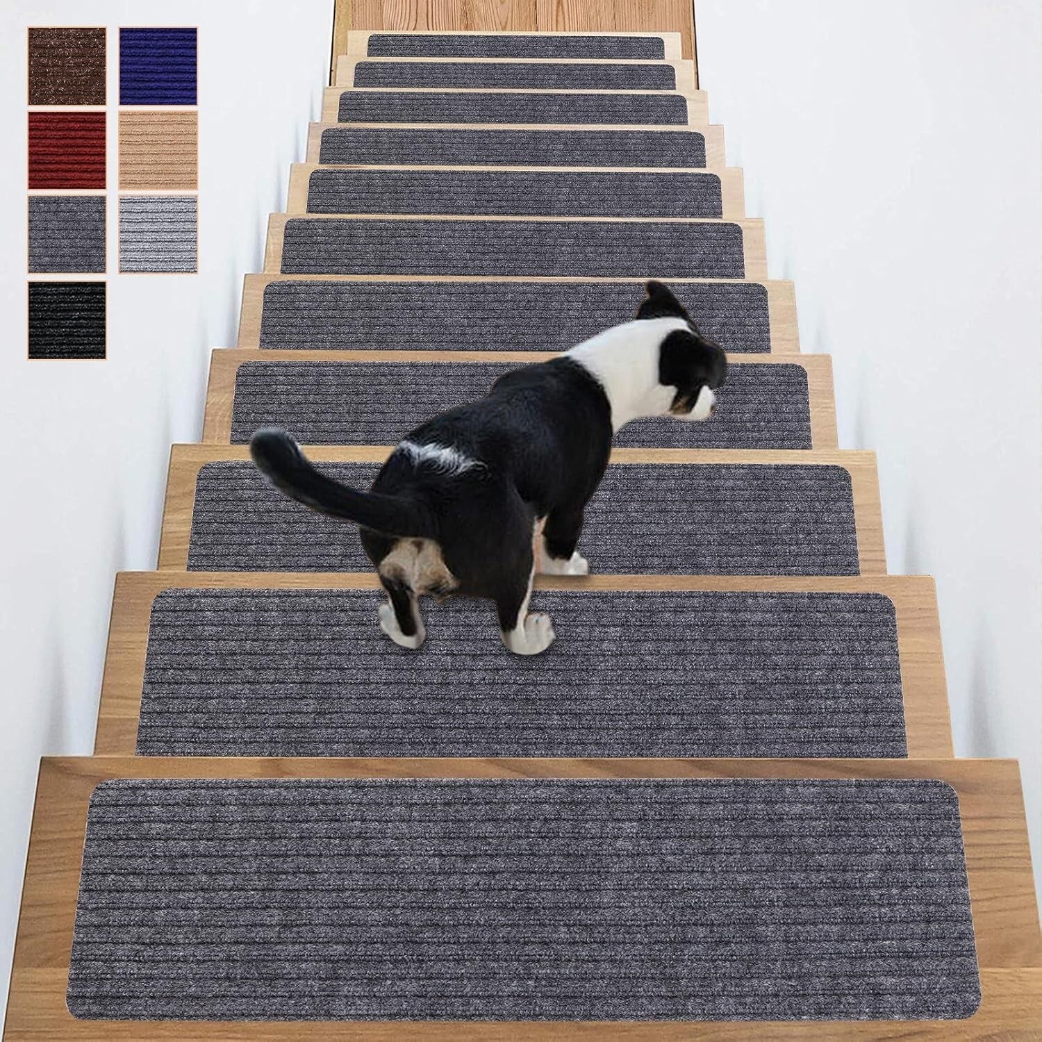 Durable 16 Pack Grey Anti-Slip Stair Treads - Noise Reduction & Safety Design