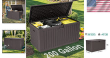 Load image into Gallery viewer, 200 Gallon Double-Wall Deck Box with Divider – Water-Resistant Outdoor Storage