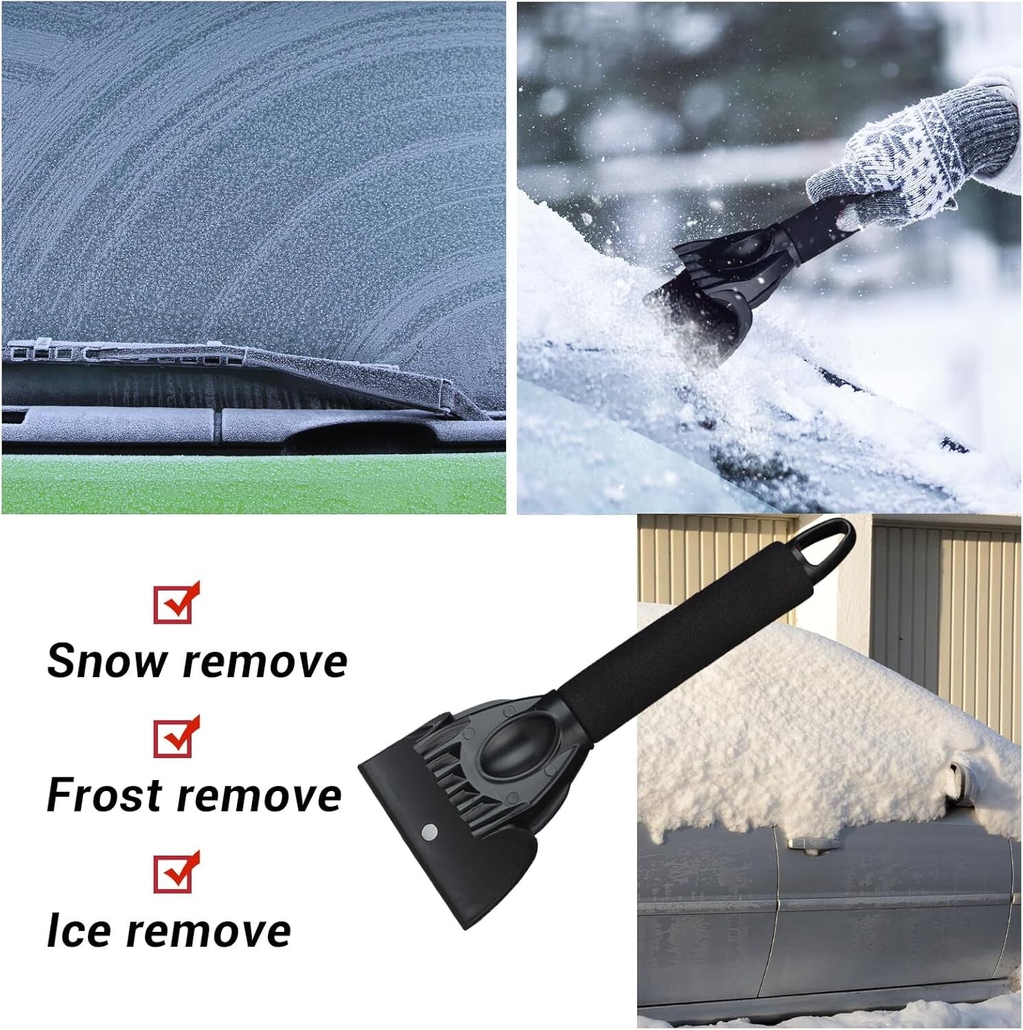 Lightweight 32" to 42" Telescopic Snow Removal Tool - Aluminum & Ice Scraper