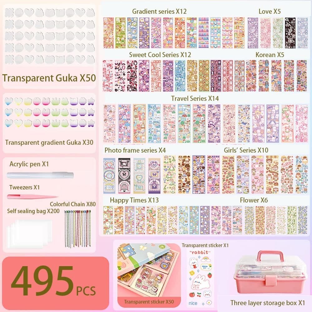 Fun and Educational Goo Card Sticker Kit for Creative Girls - 10.62" x 6.69"