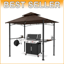 Load image into Gallery viewer, Water-Resistant 8x5 Grill Canopy with Double-Tier Top and LED Illumination