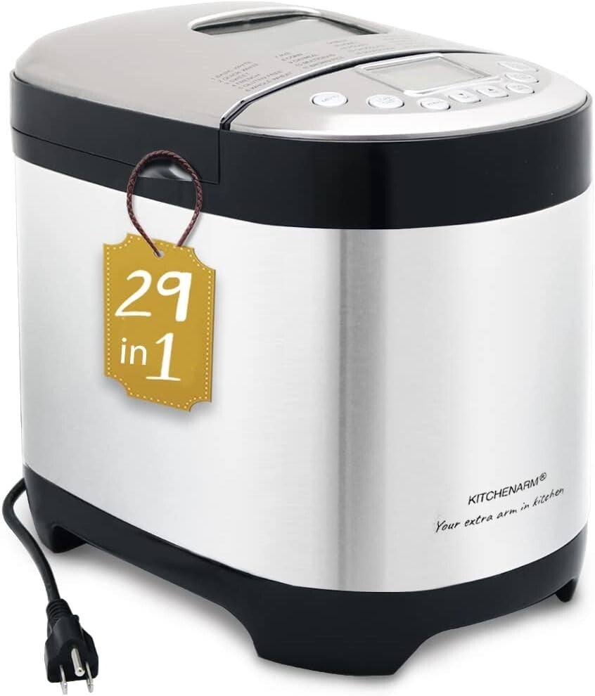 Stainless Steel Bread Maker with 29 Programs & Customizable Cycle for All Levels