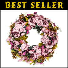 Load image into Gallery viewer, Charming 19-Inch Peony Flower Wreath - Versatile Decor for Home &amp; Events