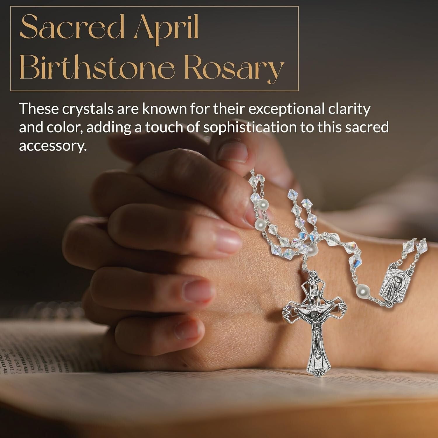 Austrian Crystal Rosary for April Birthdays - Elegant Catholic Prayer Accessory