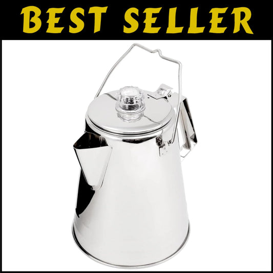 Ergonomic Glacier Stainless Steel Coffee Percolator - 36 Cups for Any Adventure