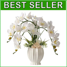 Load image into Gallery viewer, Luxury White Vase Artificial Orchid Arrangement - Perfect for Table Centerpieces