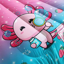Load image into Gallery viewer, Stylish Kawaii Axolotl 3-Piece Bedding Set - Kids Twin Comforter &amp; Cases