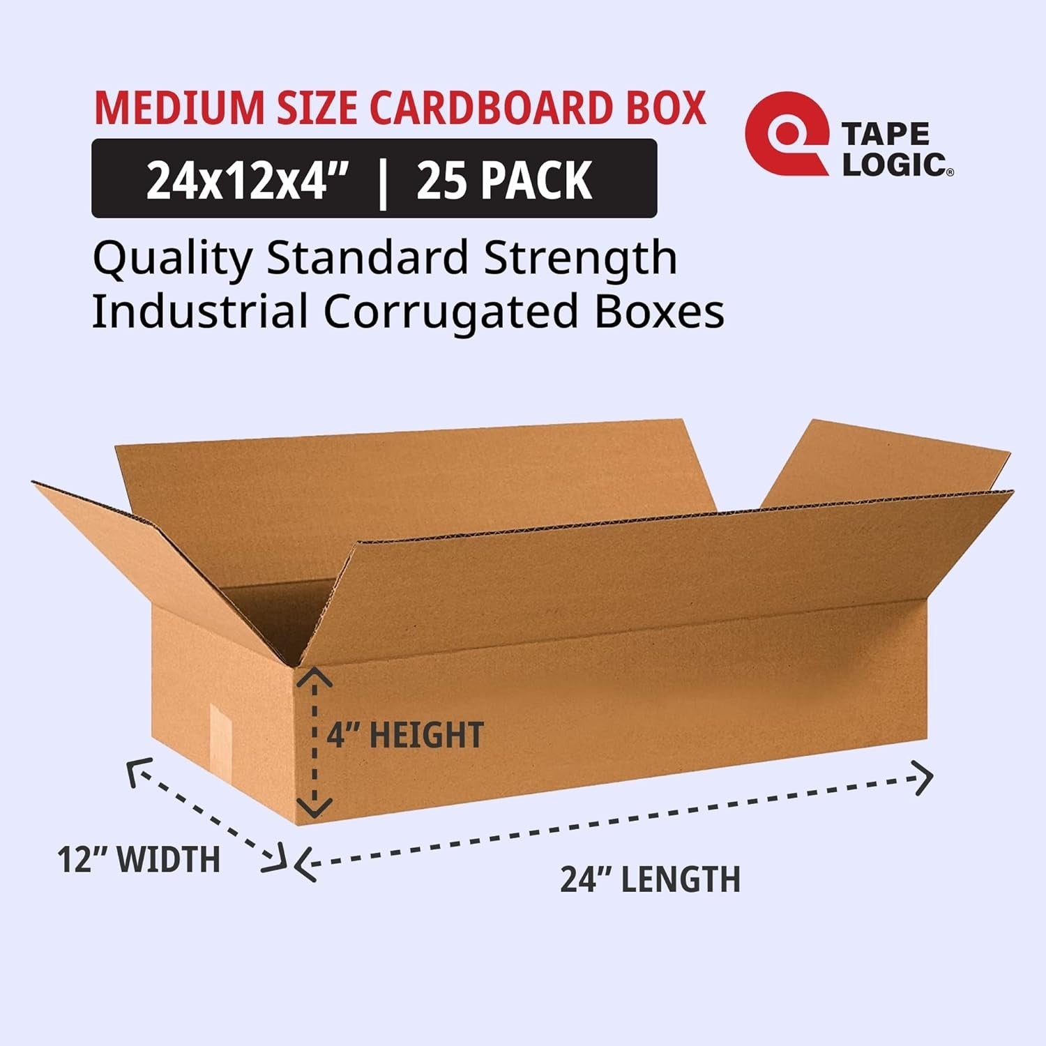 Eco-Friendly 24x12x4 Corrugated Flat Boxes - Reusable Moving & Shipping Box Set