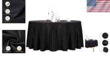 Load image into Gallery viewer, Versatile 132" Diameter Black Round Tablecloths - Events &amp; Daily Use 2 Pack