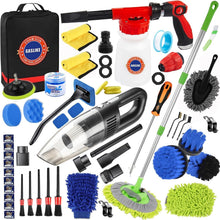 Load image into Gallery viewer, Complete 63-Piece Car Wash Set with Long Handle Brush &amp; Powerful Vacuum Cleaner
