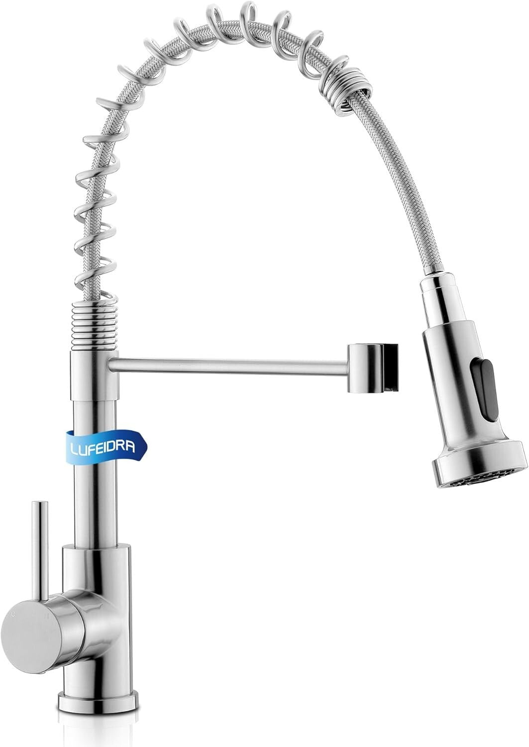 Brushed Nickel Kitchen Faucet with Pull Down Sprayer & High Arc - Easy Install