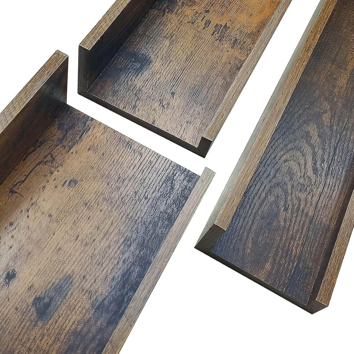 Sturdy Rustic Floating Shelves - Set of 3 for Wall Organization, 24 Inch Size