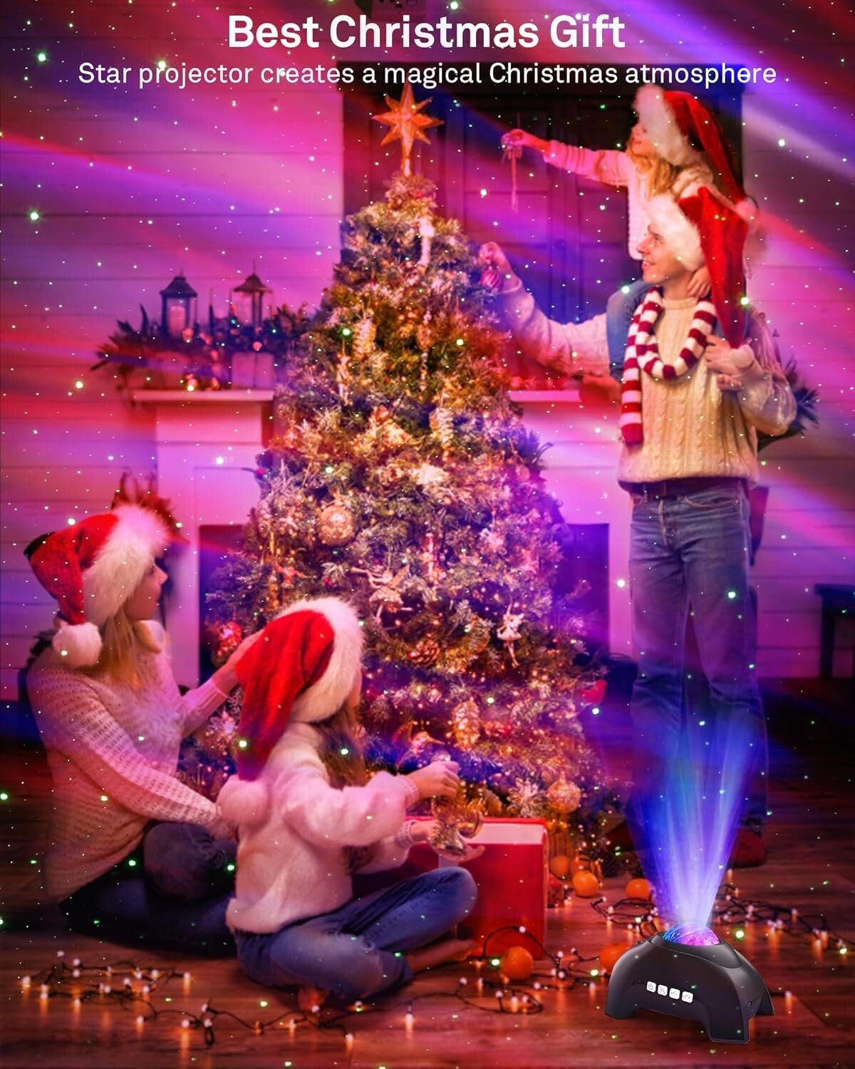 Elegant Galaxy Projector with Sound Activation - Night Light for Kids & Adults