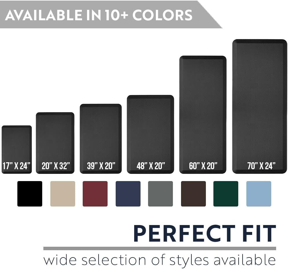 Durable Scratch-Resistant Anti-Fatigue Mat - Black, 24x17, Comfort Redefined