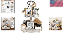Load image into Gallery viewer, Sturdy Rustic Wooden Tiered Tray Decor with Personalized Dog-Themed Accessories