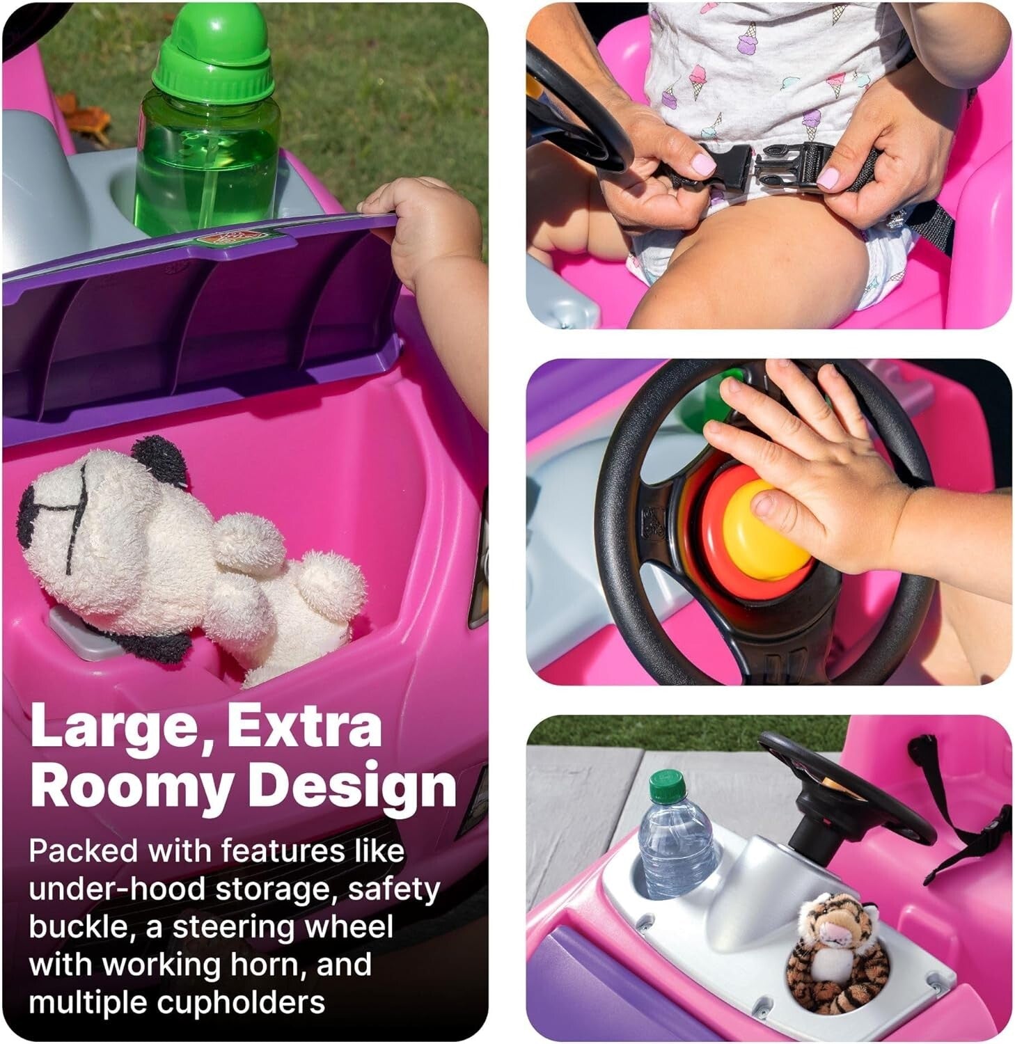 Whisper Ride II Toddler Push Car with Cup Holders - Safe & Fun Outdoor Adventure