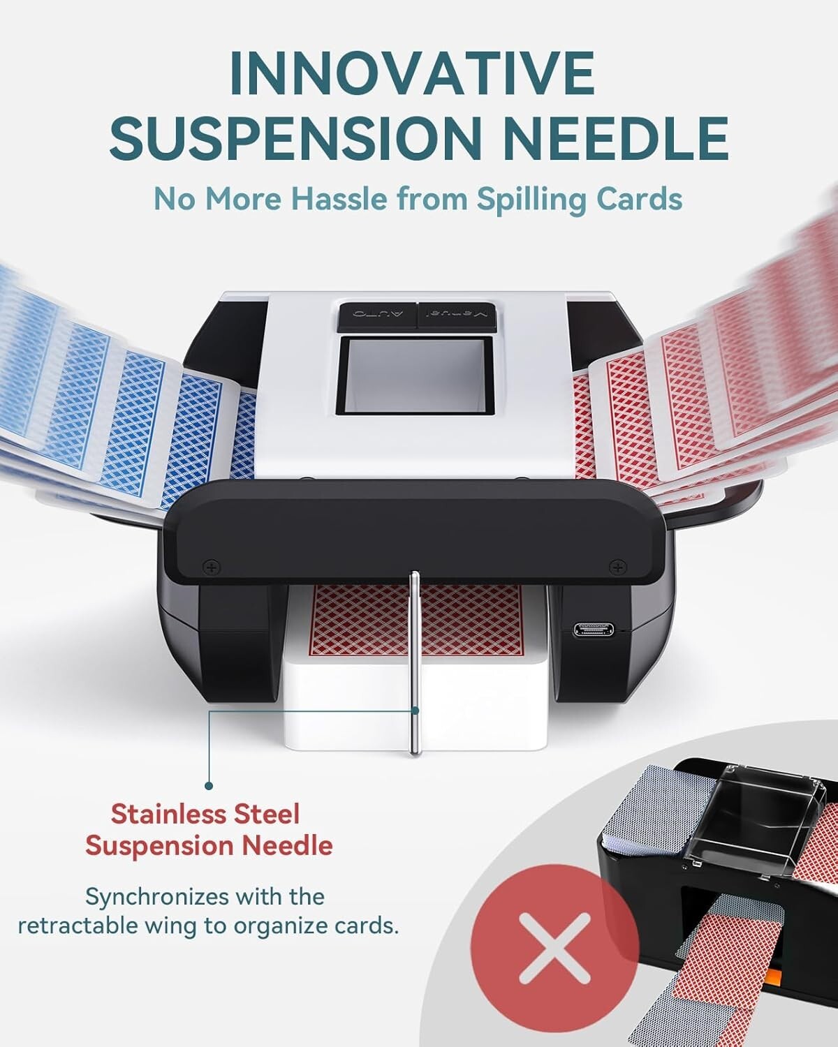 Innovative Low Noise Card Shuffling Machine - USB-C Rechargeable for Easy Use