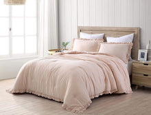 Load image into Gallery viewer, Nora Queen 3-Piece Ruffled Edge Microfiber Comforter Set - Blush Elegance