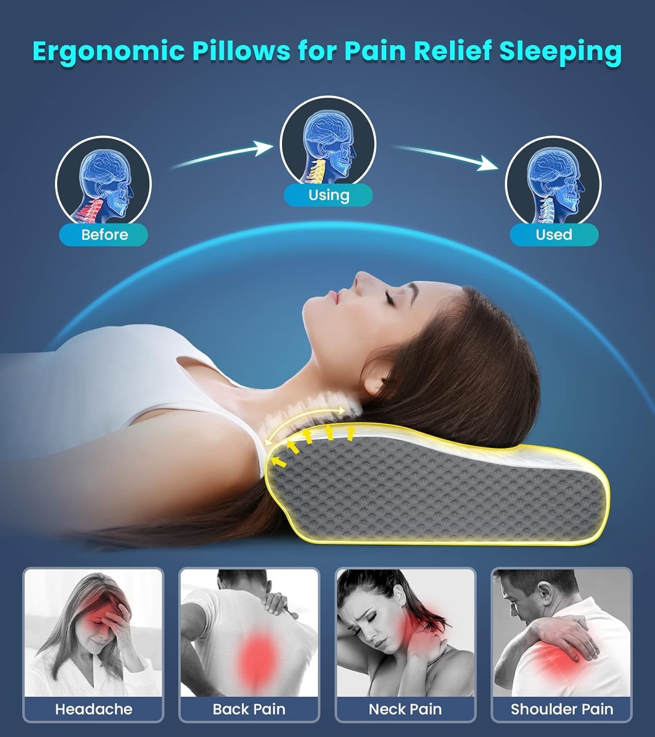 5X Support Cervical Pillow - Adjustable & Hypoallergenic for All Sleep Positions